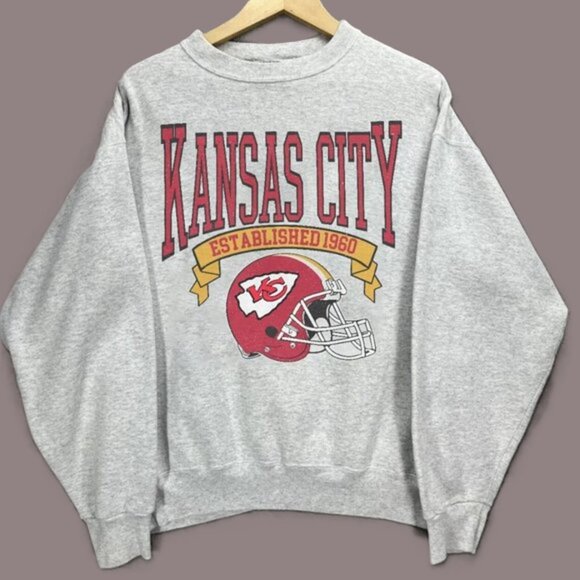Vtg Kansas City Chiefs Football Sweatshirt, NFL Kansas City Chiefs Shirt tee - Picture 1 of 4